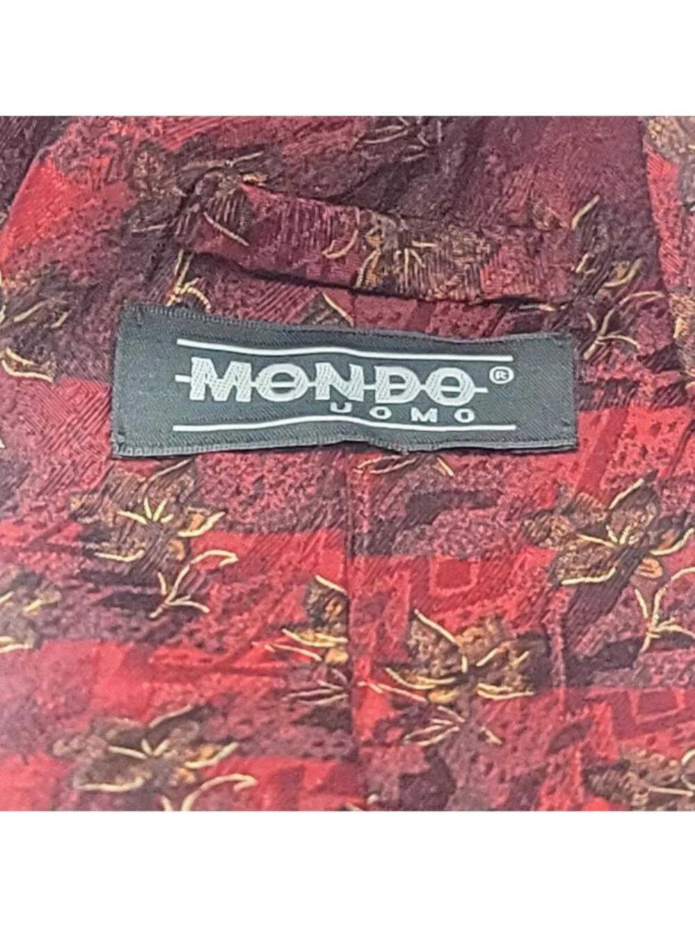 Mondo Uomo Red Floral Silk Tie Hand Made In Italy